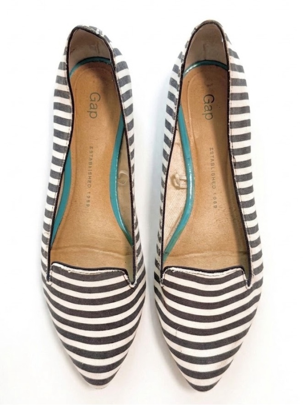 Gap Navy and White Striped Pointed Toe Flats Size 8